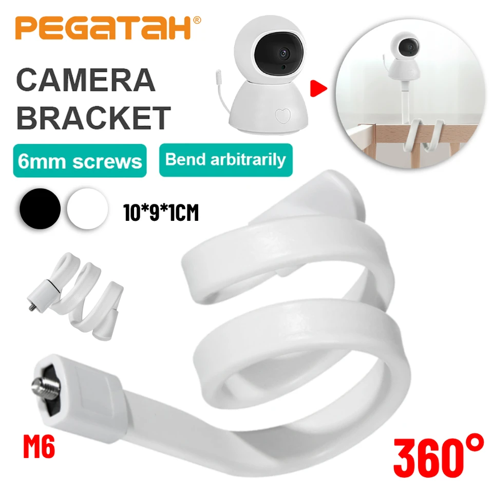 1/4 '' vlákno Gooseneck Camera stojan Silikone Baby Monitor Stand 360 ° Nastaviteľný držiak tvorivý držiak pre detský monitor selfie