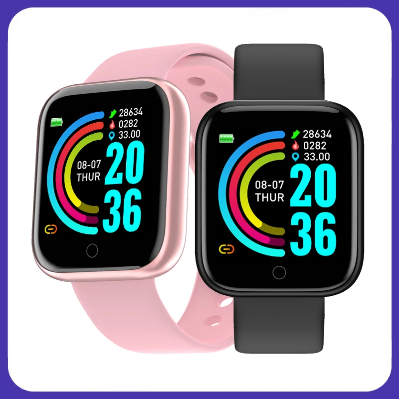 1,44 palca D20 Y68 Smart Watch Fitness Bracelet Tracker Tracker Monitor Monitor tlaku Bluetooth Smartwatch pre iOS Android