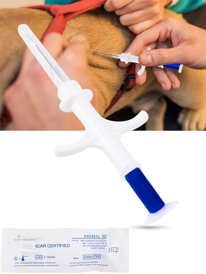 1,48 mm 8 mm mikročipy psov ID FDX-B ISO 11784/5 Pet Cats Dogs Microchips RFID Implantova súprava so striekačkou pre veterinárnu správu