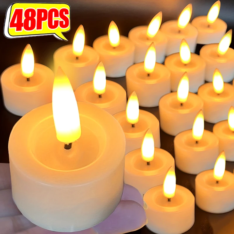 1/48X Bezplatnené sviečky svetlá batérie Farba Tealight Srdce Tvar narodeniny svadobná hostina dekorácie sviečky Light lampa