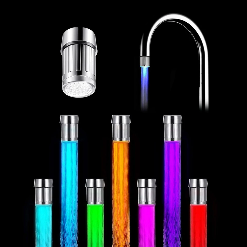 1-4ks 7-farebná zmena automaticky LED faucet hlava žiaria voda šetrenie potok Svetlo faucet prevzdušňovacia dýza pre kuchynský kúpeľ