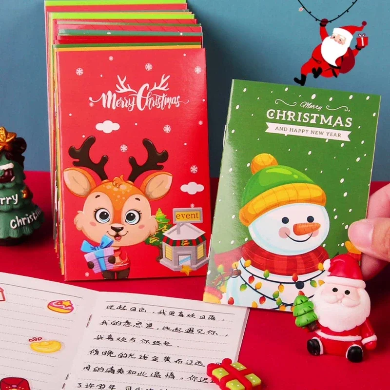 1/4ks karikatúra vianočný notebook Kawaii vianočný muž Snowman Poznámkový blok prenosné vrecko Poznámkový blok Študent Ceny Navidad Darčeky