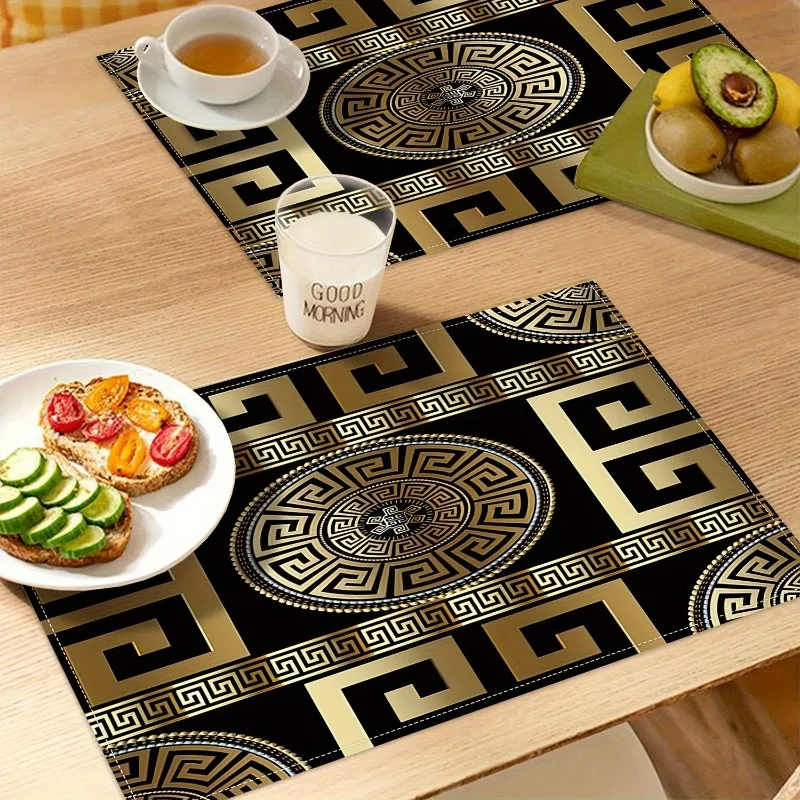 1/4ks Placemats Light Luxusný čierny zlatý stôl Rats