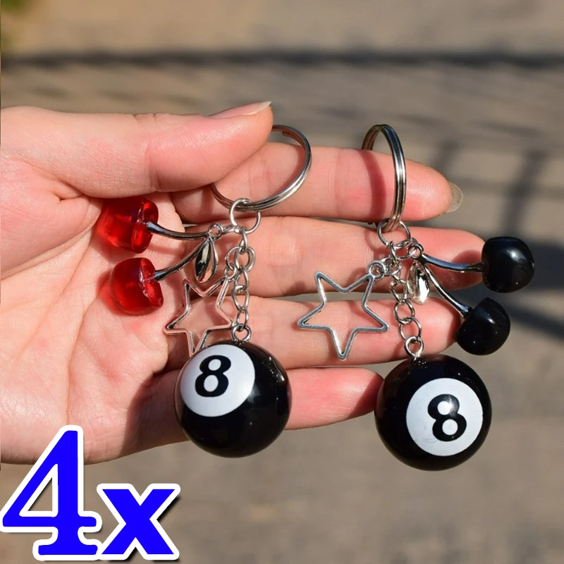 1/4ks roztomilé biliardové keychain pre priateľov darčeky kreatívne červené čerešne č.