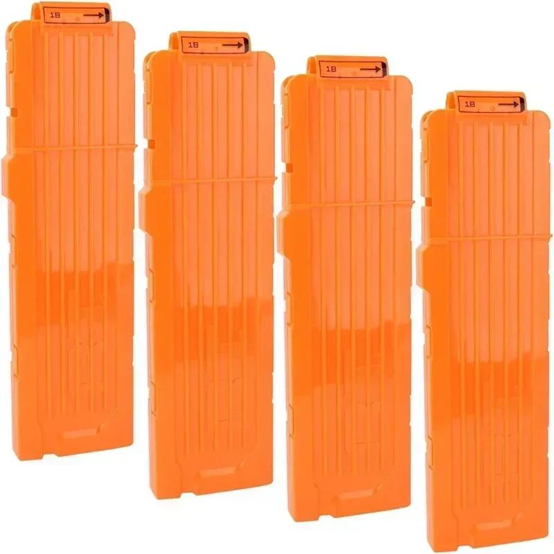 1/4ks Soft Gulet Clips 18-DARTS Quick Reload Clips Magazine Clips pre Nerf Toy Dart Gun (Orange)