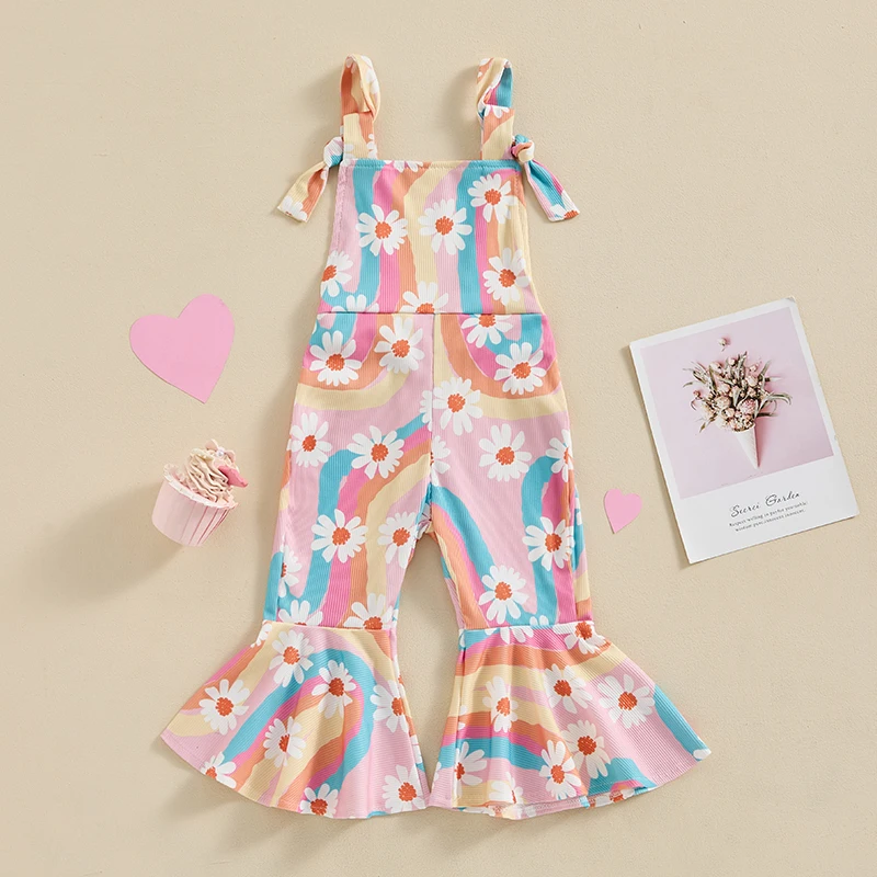 1-4years dievča zvonček spodná kombinéza roztomilá Daisy Print Square bez rukávov bez rukávov.