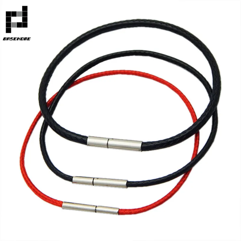 1,5/2/3 mm čierny červený náramok z nehrdzavejúcej ocele pre ženy Man Pár kožený strun Homme ručné vlákno mužské šperky Trend