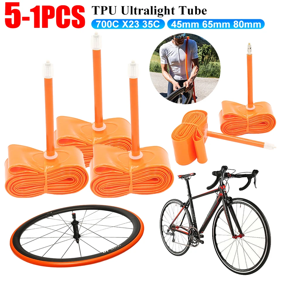1-5 ks TPU Bicykel Vnútorná trubica 700C x23 35C Ultralight Bicycle Vnútorná trubica 45 mm 65 mm 80 mm 80 mm francúzsky ventil MTB MTB Pneumatiky na bicykli pneumatiky