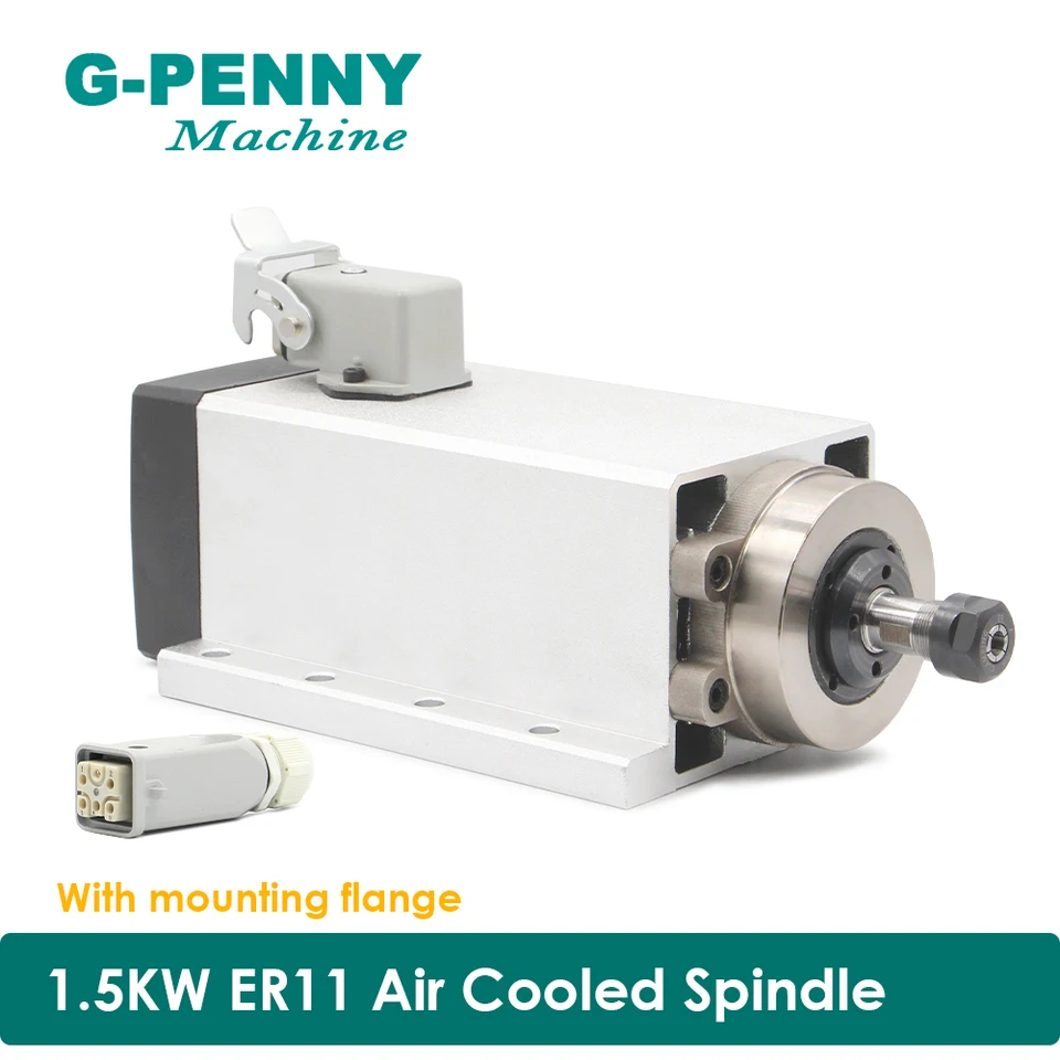 1,5 kW ER11 Vzduch chladený vretendový motor 220V s prírubovým štvorcovým vretenom 400 Hz vzduchom chladenia 4ks pre CNC Drevené drevo