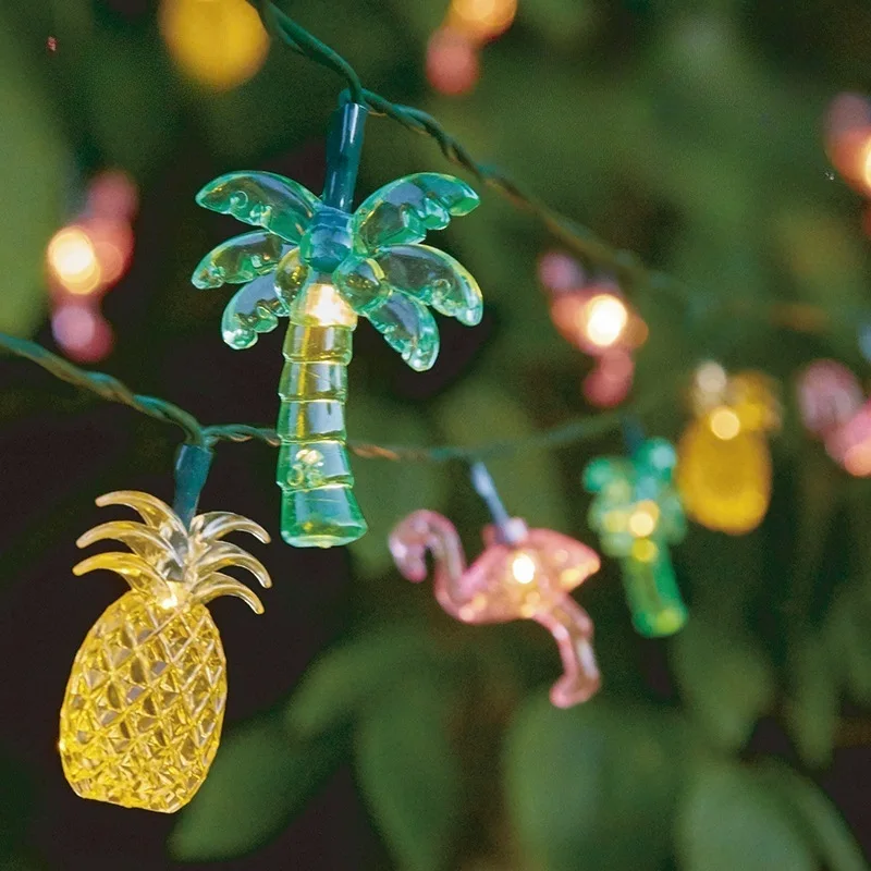 1,5 m 10 -LED kokosový strom ananás Flamingo LED reťazec Svetlo rozprávkové svetlá Tropické Havaj Luau Party Dekorácia Aloha Decor Decor