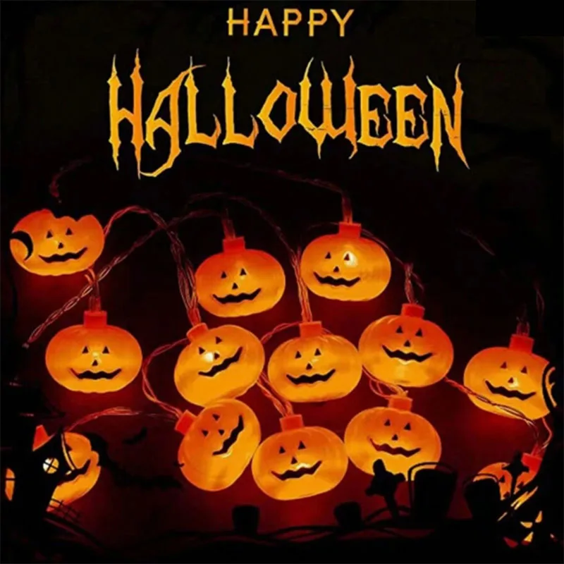 1,5 m 10led Halloween Light String Pumpkin Skull Ghost Festival Party Lantern Trick alebo Treat Happy Halloween Day Decor Atmosféra