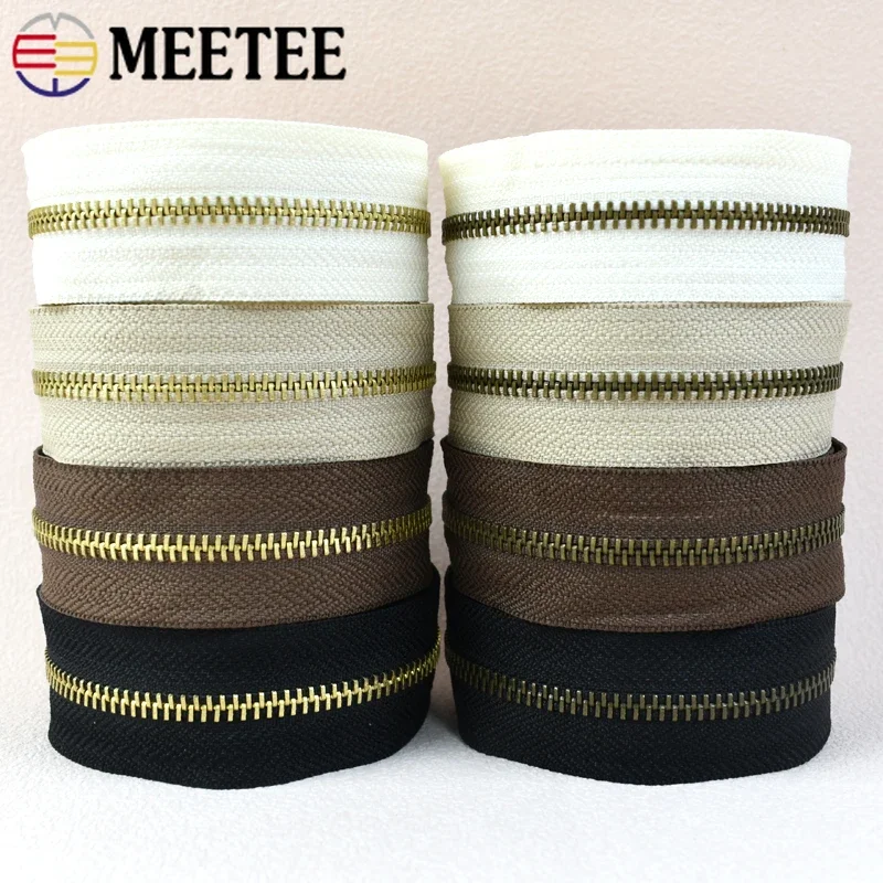 1-5 m 5# Metal Metal Zipper Šijacie zips Uzatvorené bronzové zips pre oblečenie zips pri opravárenských súpravách na opravu.