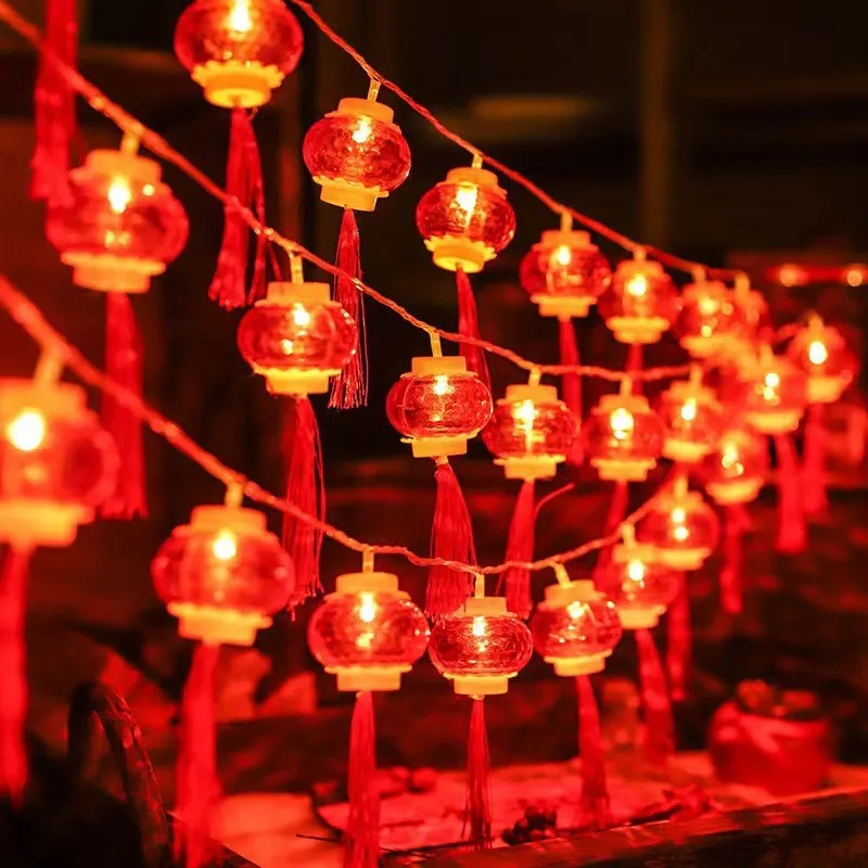 1,5 m Nový rok LED svetlo Svetlá struna Red Fu Lantern Lights Ozdob Čínsky jarný festival Domov Garland Party uprednostňuje dodávku