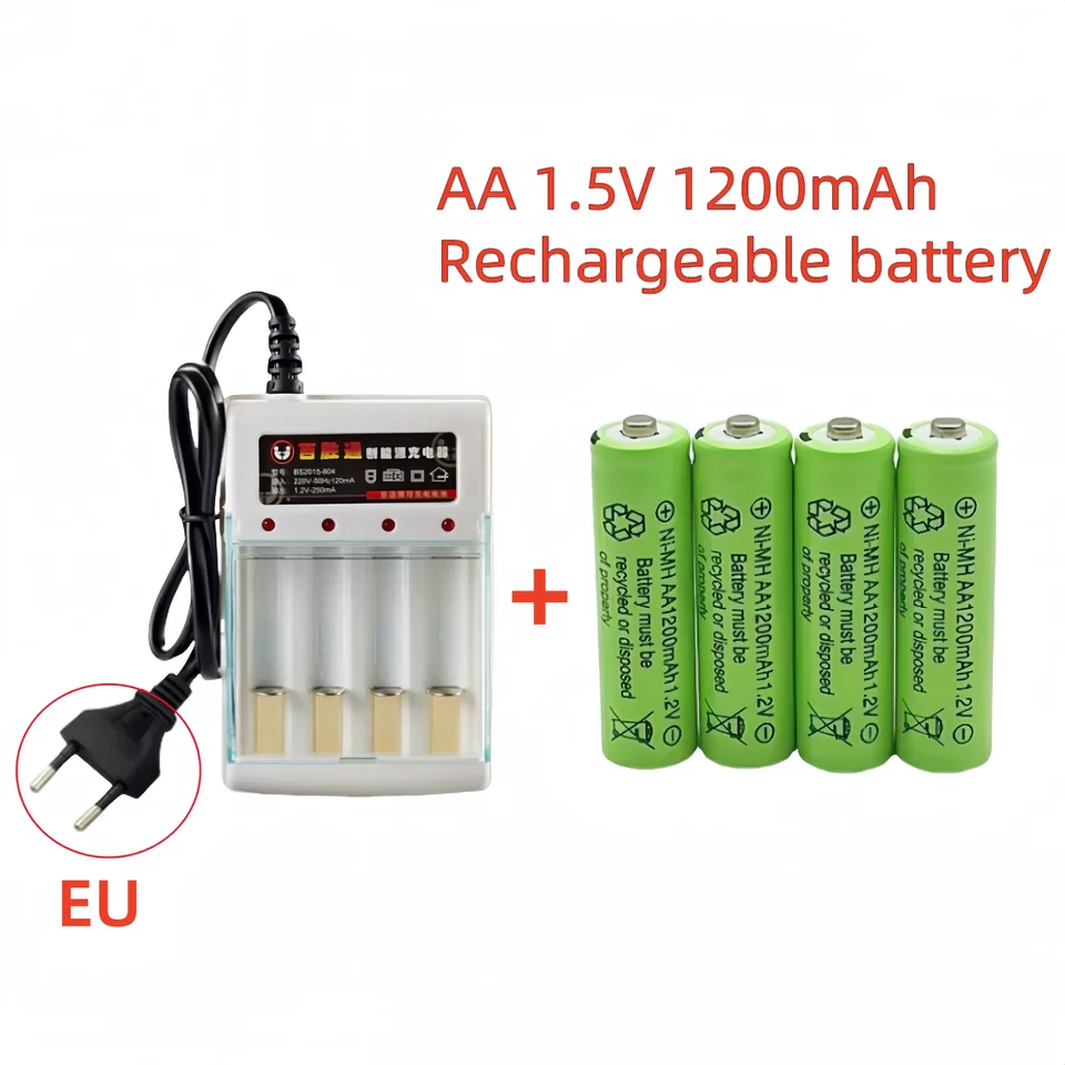 1,5 V 1200 mAh Najnovšia nabíjateľná batéria AA, vhodná pre hodiny, hračku, baterku, diaľkové ovládanie, batéria fotoaparátu+nabíjačka