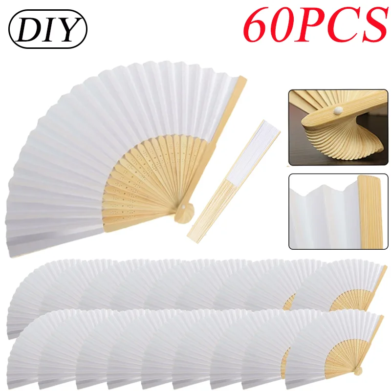 1-50ks papier bambus skladacie ručné fanúšik