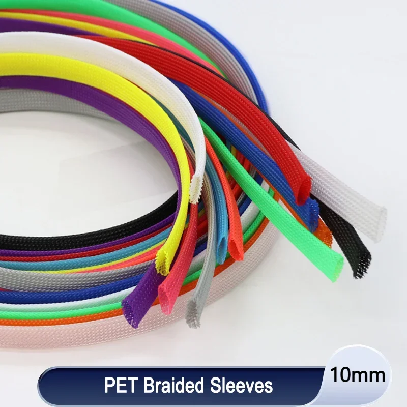 1-50M PET rozširovateľné spletené rukávy 10 mm s vysokou hustotou Izolačný nylonový kábel chránič plášťa Diy