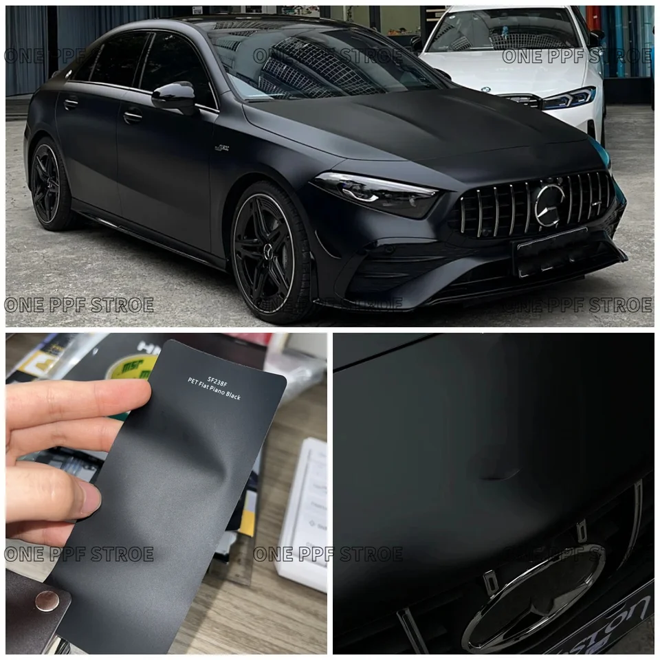1,52*18m/5*59 stôp horúceho predaja čierna farba Zmena filmu Car Wrap Vinyl Chrome Film Pet Air Free Matte Bubble Piano Black pre auto