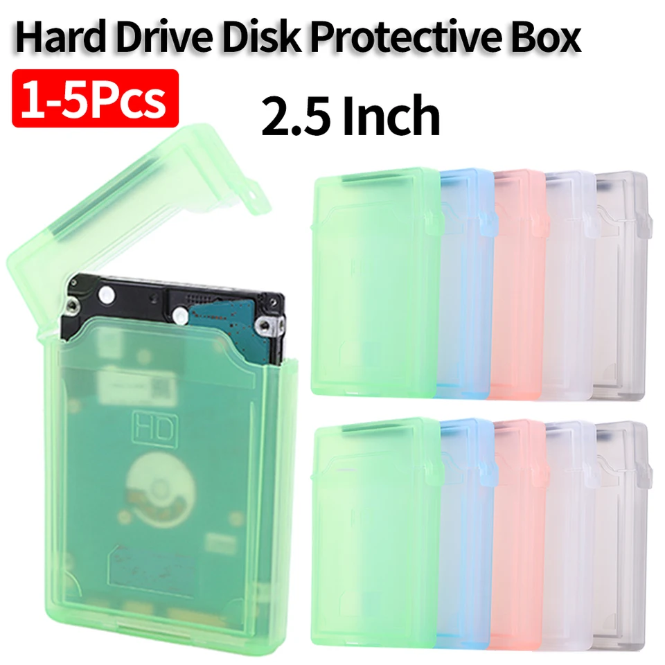 1-5ks 2,5 palca HDD SSD Ochranné puzdro Prach Proof Drive Disk Disk Multifarebné skladovacie puzdro Plastové ukladacie skrinky na pevný disk Disk Storage