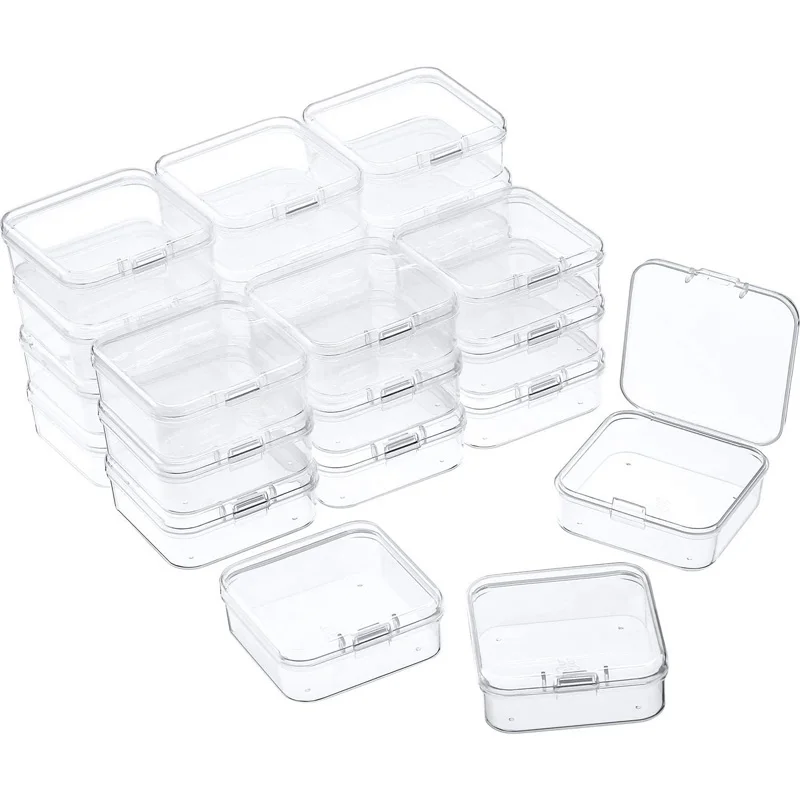 1/5ks 7,5*7,5*2,6 cm Clear Plast Storage Box Cynire s viečkami prázdne sklony pre korálky pre priehľadné šperky