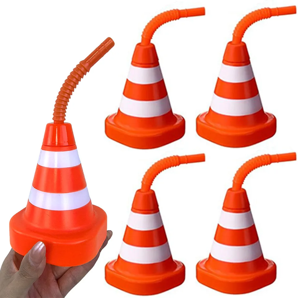 1/5ks Construct Cone Cup so slamy pretekársky automobil Party Party Cup 10 oz plastový pohár pre dodávky stavebných večierkov