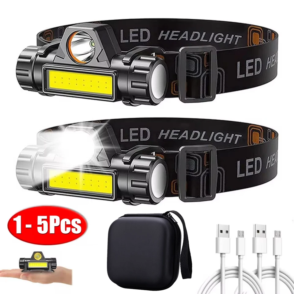 1-5ks nabíjateľné COB LED svetlomet silné magnetické silné svetlomet Super jasné nepremokavé pochodne hlavy pre vonkajší rybolov