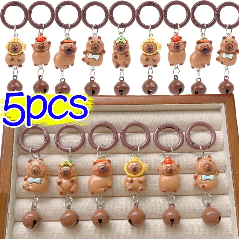 1/5ks roztomilý Capybara Keychain Creative Animal Bell Prívesok kúzlo Capybara Tack Bag Decor