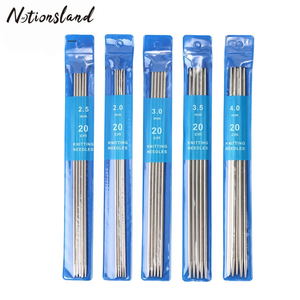 1-5ks/set 20cm rovné pletacie ihly z nehrdzavejúcej ocele háčkovacie hák Diy Sweater Weave Cleting Tools Veľkosť 2-4 mm ihly