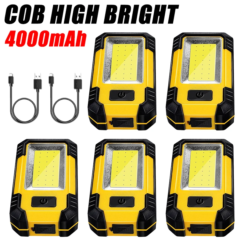 1-5pc COB Worklight USB Nabíjateľná LED baterka Power Bank 18650 Prenosná kempingová lampa s magnetom nepremokavou lucernou 4000MA