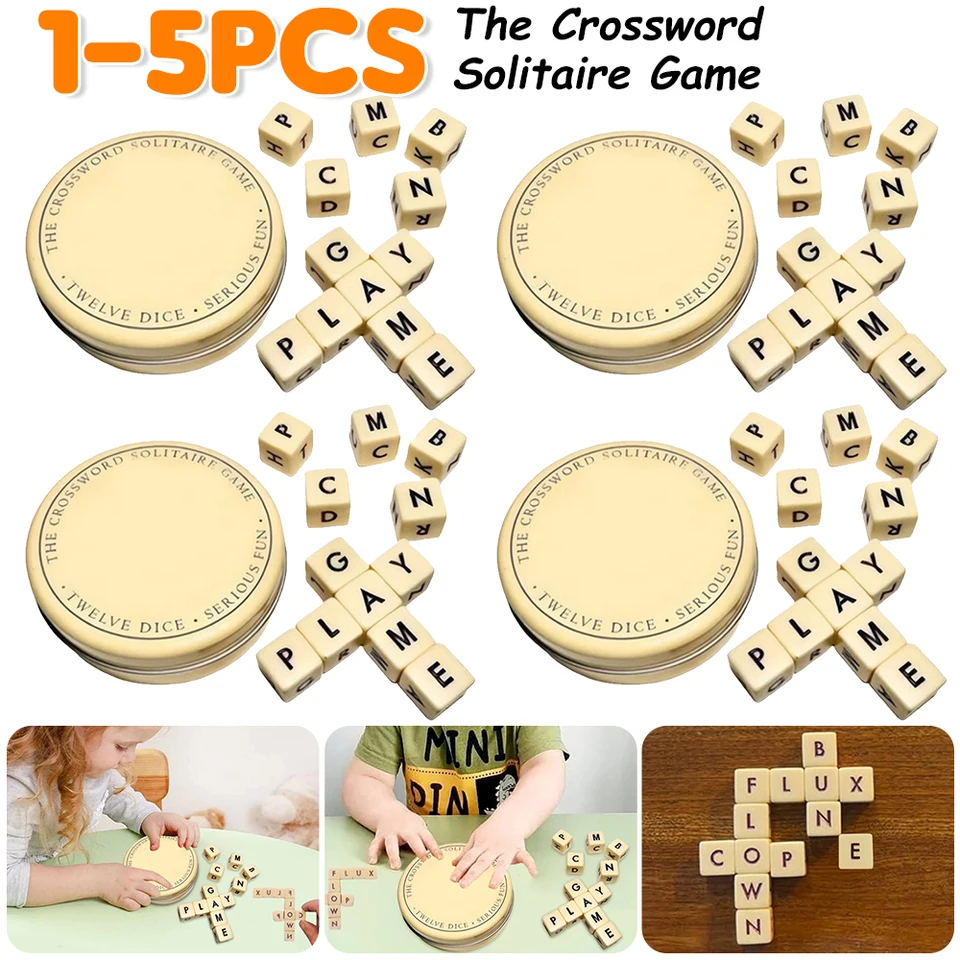 1-5set Drevené dvanásť kocky set set think crossword Solitaire hra vtipné pravopisné hry vonkajšie cestovné svadobné večere