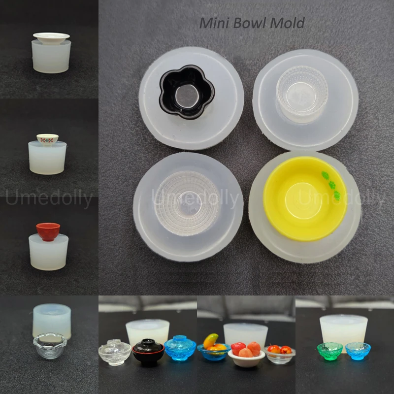 1/6 Dollhouse Mini Bowl Silikone Mold DIY Drop UV Glue Flip Mold DIY Miniatúrny riad pre hračku Doll Boll