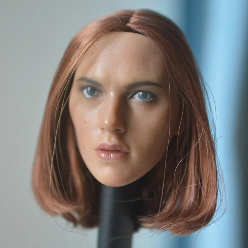 1/6 Európa a Amerika Žena Solider Scarlett Johansson Head Sculp s mólmi rovný vlasový model Fit 12 