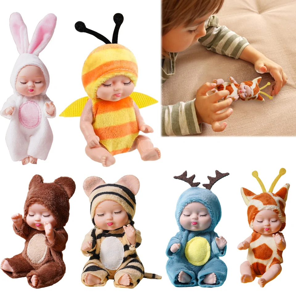 1/6 ks 11 cm mini znovuzrodený detská bábika Life Realistic Baby Doll Hračky Hnuteľné kĺby Miniatúrna znovuzrodená bábika pre deti narodeniny darček