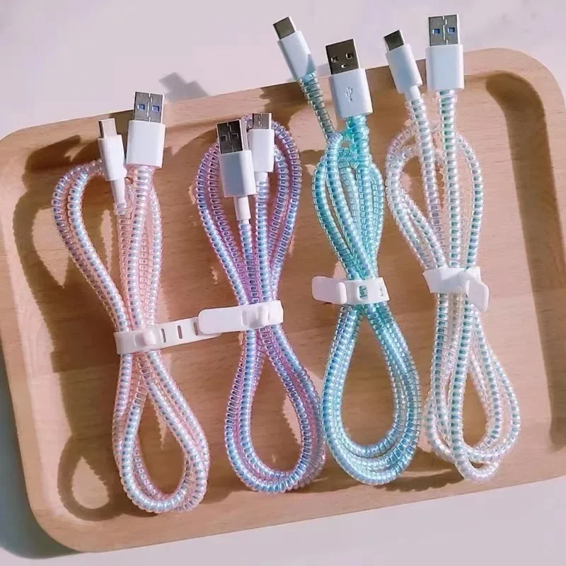 1,6 m laserové chrániče káblových chráničov špirálových dátových káblov Organizátor Wrap Universal Telefón nabíjací kábel Saver Sleeve pre Xiaomi Samsung iPhone
