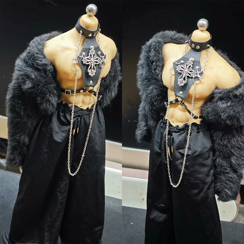 1/6 mierky mužského vojaka Trend Loose Pants Feather Coat Top čierne oblečenie Fit 12 palcov akčnú figúru Body režim bábiky
