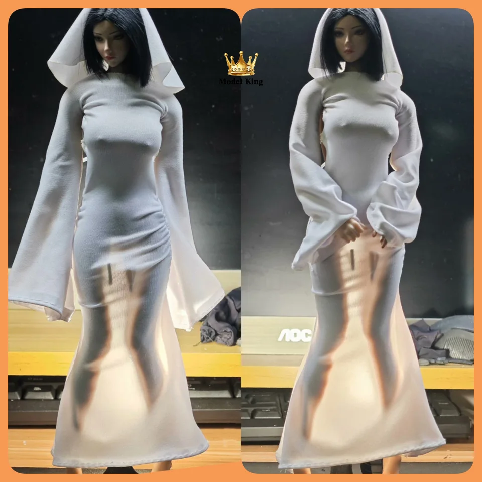 1/6 mierky módne sexy biele perspektívne remienok bez backless cosplay ghost šaty pre 12 