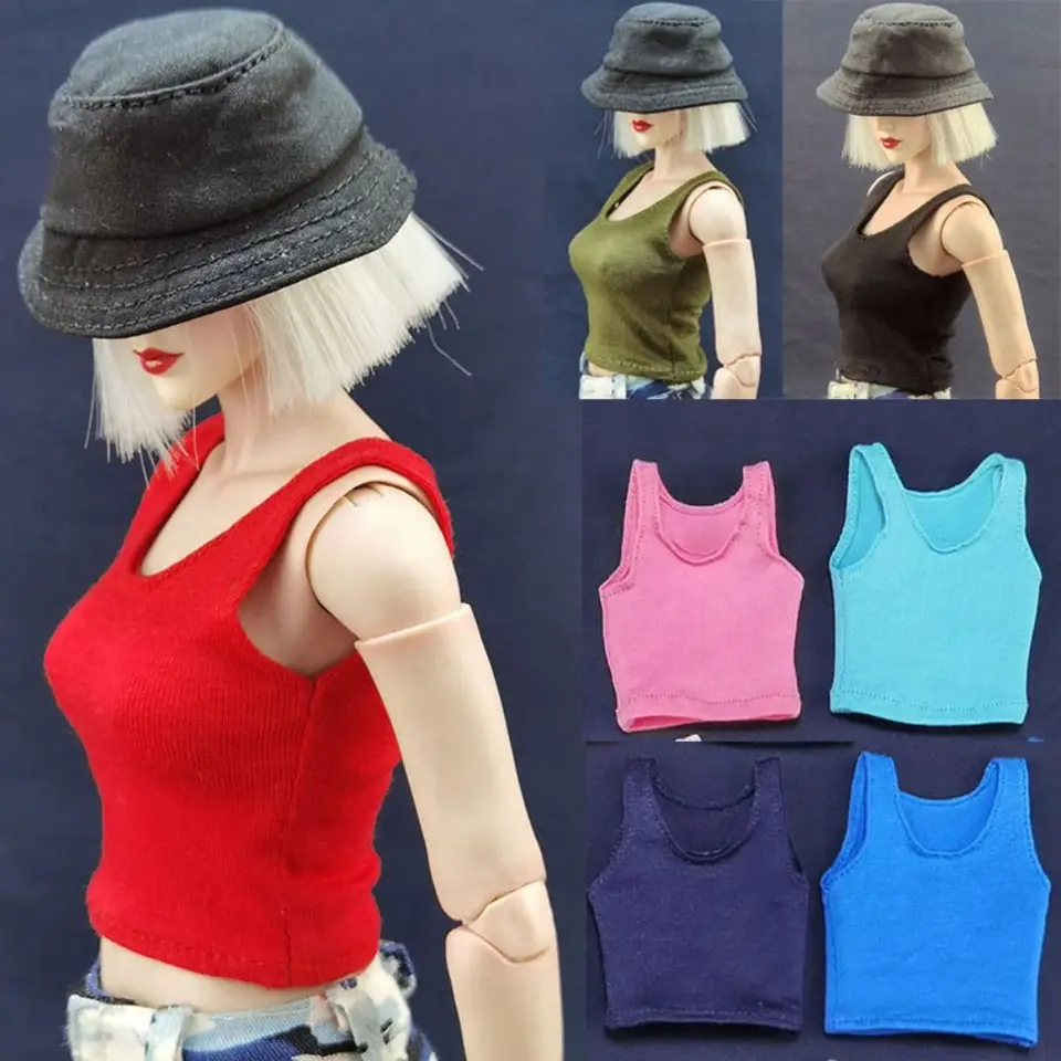 1/6 miniatúrneho ženského vojaka Vesta Oblečenie 30 cm tričko Tričko Male Casual Tank Bottom Športové vrcholy pre 12 palcov