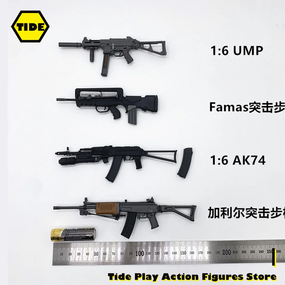 1/6 Model plastových zbraní vojakov UMP Submachine Gun AK-74 Útočná puška FAMAS GALIL pre 12 '' akčné postavy Vojenské príslušenstvo