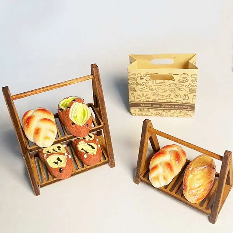 1/6 Simulačný miniatúrny potravinový model hračky Mini chlieb s pekáčkou Doll House Accessorie pre OB11 BJD Kids Prestierajte si rekvizity