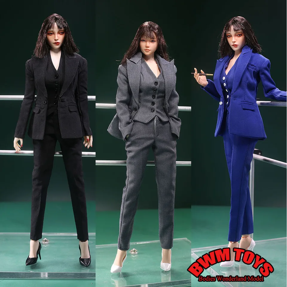 1/6 v mierke Dámska profesionálna štíhla kancelária Lady Slim Fitting Suit Formálne vesty s kabátmi Set Model Fit 12 '' Action Figure