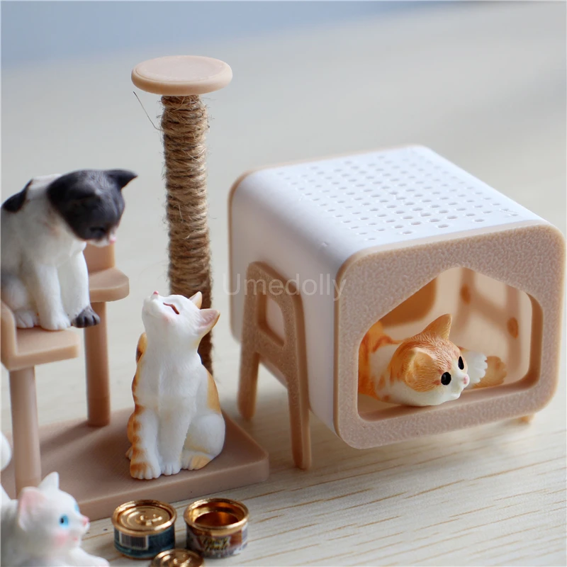 1/6 v mierke miniatúrna bábika Cat Litter Tower Mini House Ornament pre Blyth OB11 Doll Accessoreis