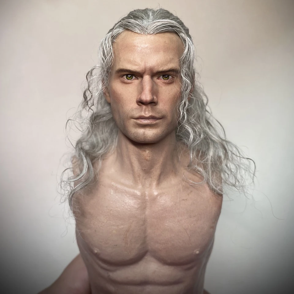 1/6 XT001 Zaklínač Henry Cavill Head Head Sculp Hair Transplantant Hlava Fit Fit 12 '' Mužský vojak akčný figúrku DolScollection