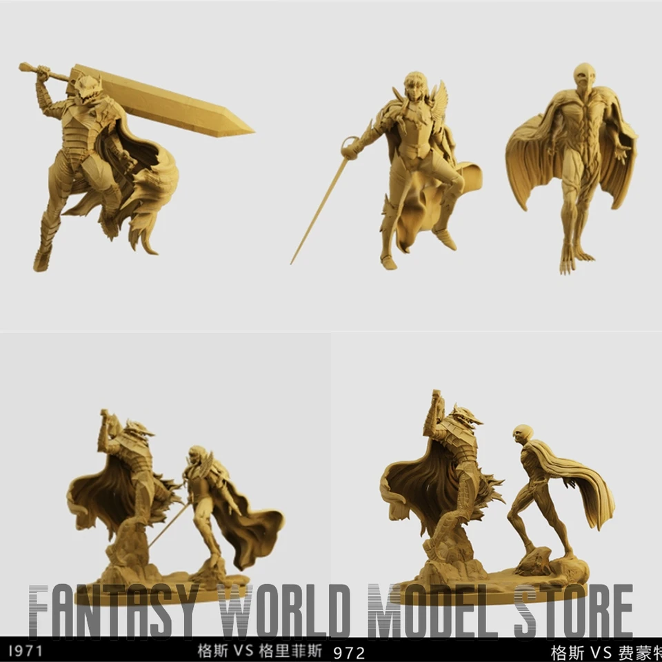 1/64 1/43 Stupnica 3D tlačiareň Model komiksových znakov Cuts Griffith Femto Miniatúrny statický biely model Hračky Hračky Hračky