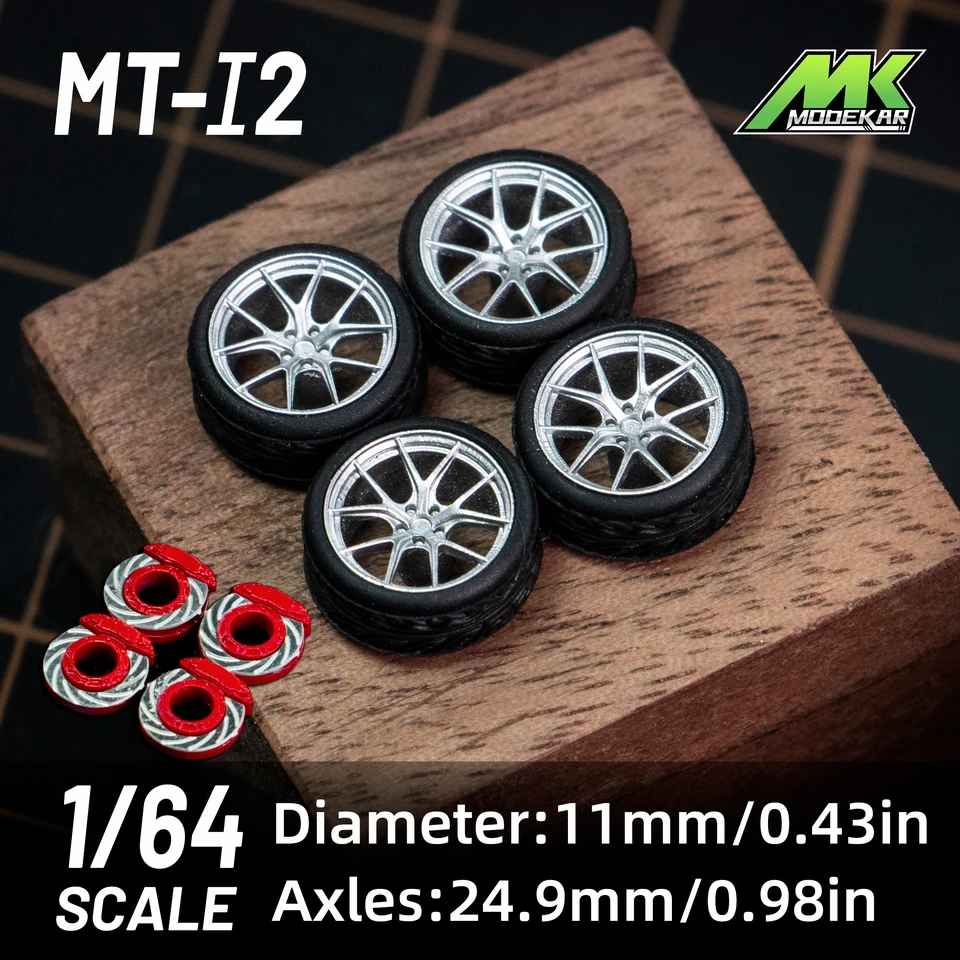1/64 kolies s gumovými pneumatikami 10 mm 11 mm modelové konverzie dielov JDM Hot Wheels Minigt (s diskovou brzdou) Mt-I
