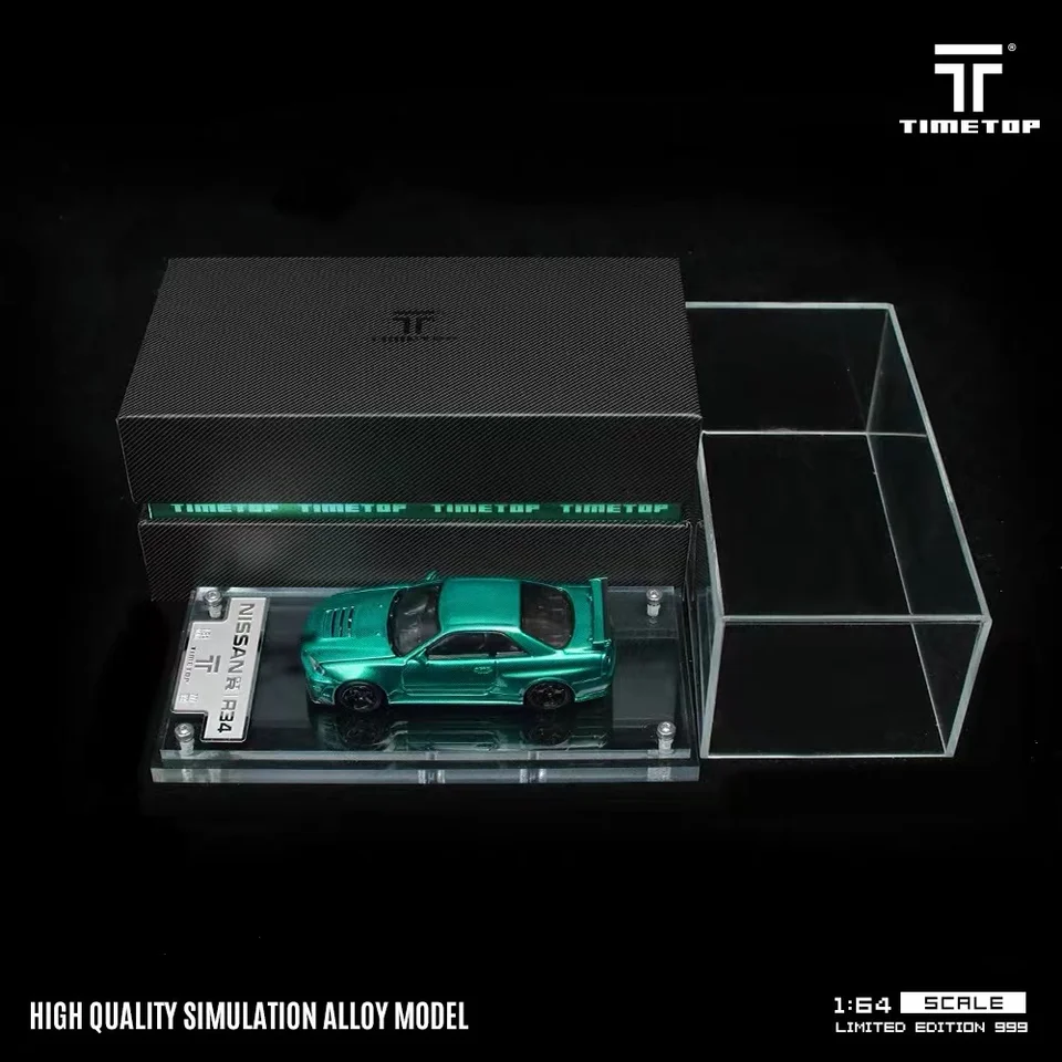 1:64 Skyline GTR R34 Z-Tune Zliatina zliatiny statické zobrazovacie vozidlá modely, hračky pre chlapcov, dospelá kolekcia dekorácie dekorácie.