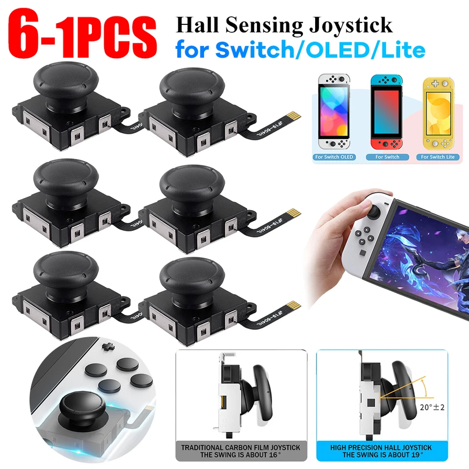 1-6ks Hall Sensing Joystick pre výmenu Joycon Žiadna driftingová elektromagnetická palica pre Nintendo Swicth / Switch OLED / Lite
