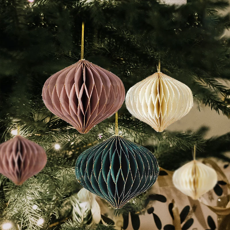 1/6ks Honeycomb Ball Pendant Easy Zostavte nový rok vianočný stromček papier zavesenie dekorácie Svadobná bábätká narodeninová oslava