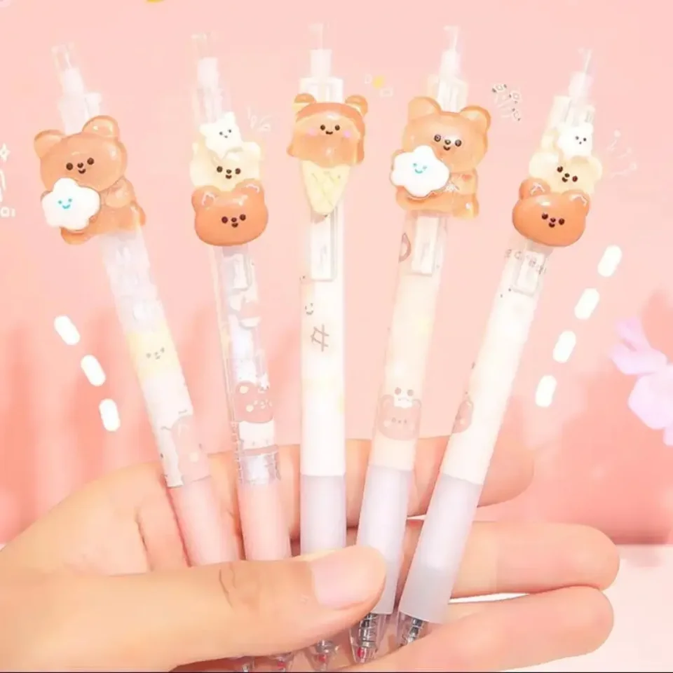 1/6ks roztomilé medvedie mechanické perá 0,5 mm karikatúra Automatické pero Kawaii Press Pen Kórejské kancelárske potreby školské kancelárske potreby Darček pre deti