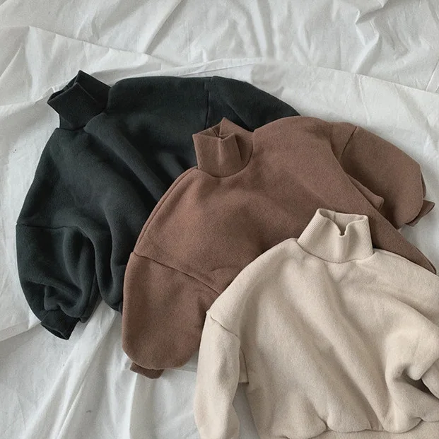 1-6Years Baby Boys Girls Turtle Neck Tops Cotton Long Sleeve T-Shirts Tops Warm Autumn Winter Toddler Kids Clothing Outfits