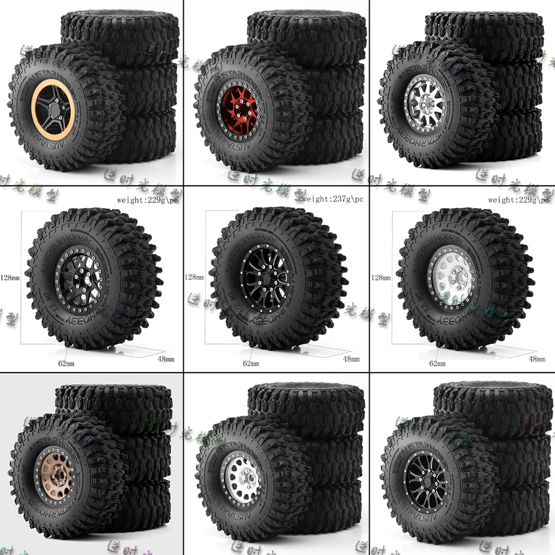 1/8 1/10 lezenie 2,2-palcový kovový kovový pneumatický náboj pneumatík pneumatika SCX10 Easy Control MJX H8H Sada pneumatík kolieska