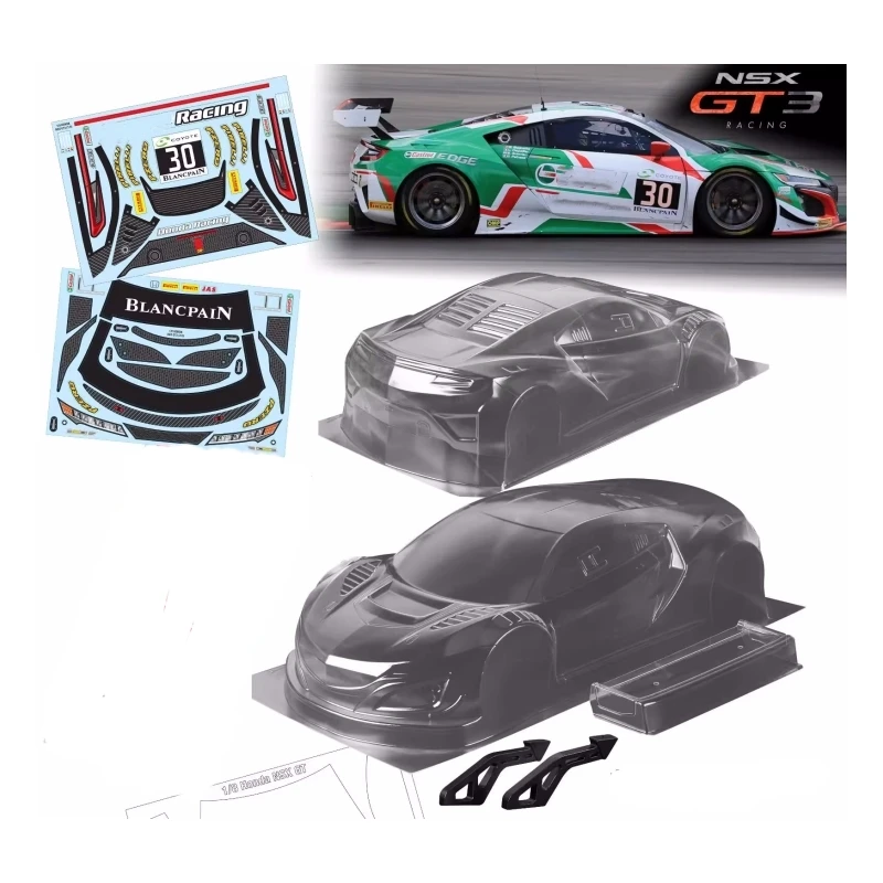 1/8 GT2 číry telesný škrupina s nálepkami 360 mm rázvoru pre driftové auto RC Kyosho GT8L GT8LE